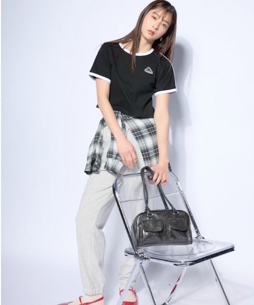 Kappa(カッパ)の「ワンポイント 半袖リンガーTシャツ(Tシャツ/カットソー・レディース・ホワイト/ブルー/ブラック・SMALL/MEDIUM/LARGE)」の6枚目の写真