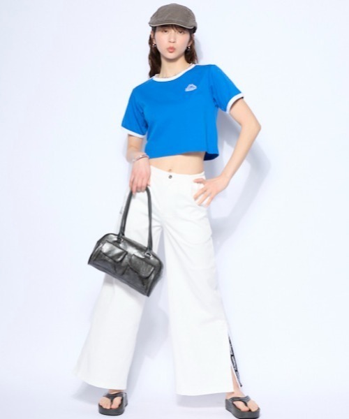 Kappa(カッパ)の「ワンポイント 半袖リンガーTシャツ(Tシャツ/カットソー・レディース・ホワイト/ブルー/ブラック・SMALL/MEDIUM/LARGE)」の8枚目の写真
