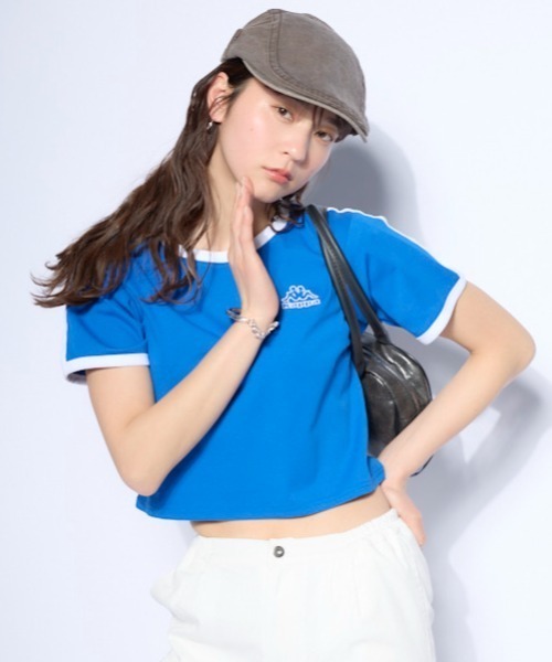 Kappa(カッパ)の「ワンポイント 半袖リンガーTシャツ(Tシャツ/カットソー・レディース・ホワイト/ブルー/ブラック・SMALL/MEDIUM/LARGE)」の11枚目の写真