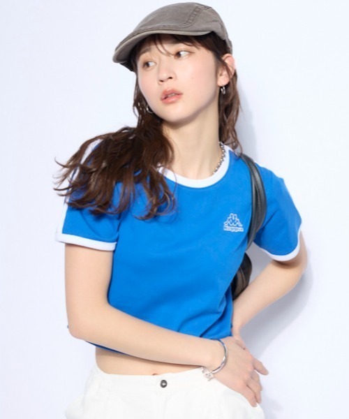 Kappa(カッパ)の「ワンポイント 半袖リンガーTシャツ(Tシャツ/カットソー・レディース・ホワイト/ブルー/ブラック・SMALL/MEDIUM/LARGE)」の12枚目の写真