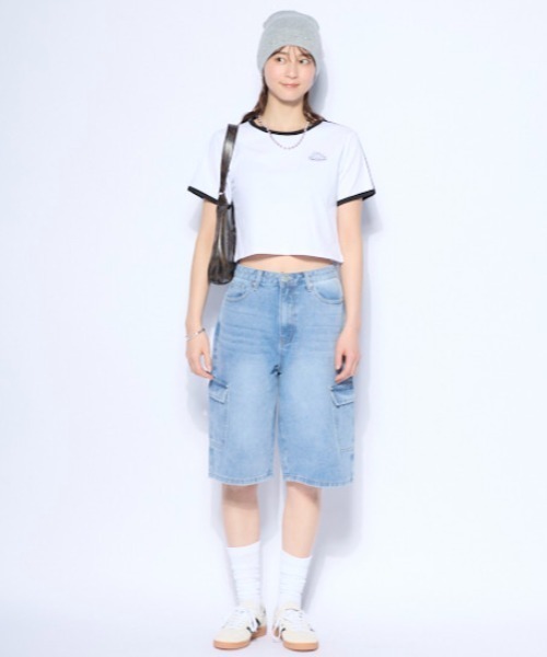 Kappa(カッパ)の「ワンポイント 半袖リンガーTシャツ(Tシャツ/カットソー・レディース・ホワイト/ブルー/ブラック・SMALL/MEDIUM/LARGE)」の13枚目の写真