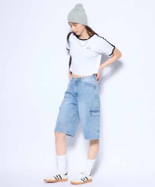 Kappa(カッパ)の「ワンポイント 半袖リンガーTシャツ(Tシャツ/カットソー・レディース・ホワイト/ブルー/ブラック・SMALL/MEDIUM/LARGE)」の14枚目の写真