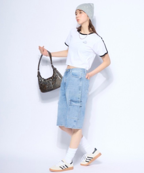 Kappa(カッパ)の「ワンポイント 半袖リンガーTシャツ(Tシャツ/カットソー・レディース・ホワイト/ブルー/ブラック・SMALL/MEDIUM/LARGE)」の15枚目の写真