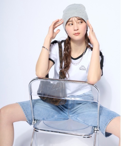 Kappa(カッパ)の「ワンポイント 半袖リンガーTシャツ(Tシャツ/カットソー・レディース・ホワイト/ブルー/ブラック・SMALL/MEDIUM/LARGE)」の16枚目の写真