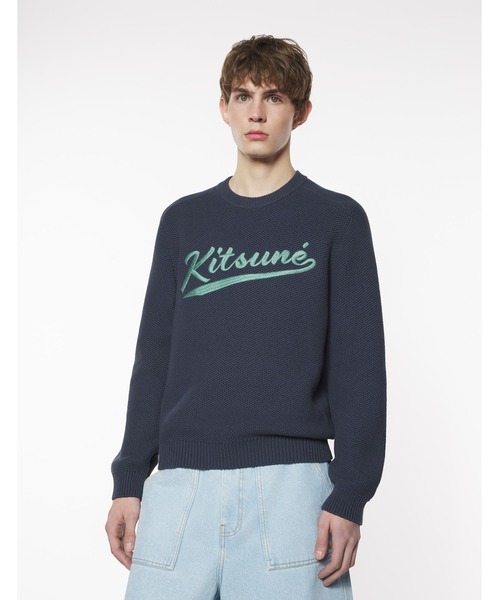 セール】KITSUNE VARSITY EMBROIDERED MESH JUMPER（ニット