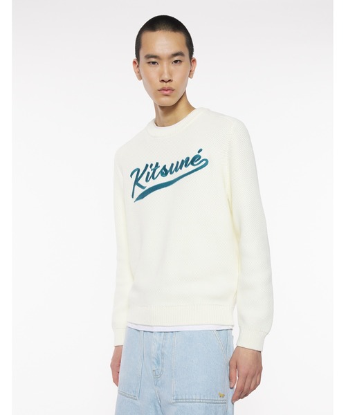 セール】KITSUNE VARSITY EMBROIDERED MESH JUMPER（ニット