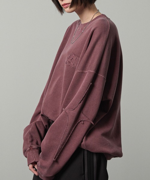 Alfred Alex(アルフレッドアレックス)の「【Alfred Alex】ヴィンテージメイクピグメントダメージパッチロゴスウェット(スウェット・メンズ・ブルー/ブラック/ワインレッド/チャコール/ブラウン・M/L)」の5枚目の写真