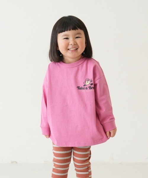 and D. petit main(アンドディープティマイン)の「【365D.】アソートプリント袖リブワイドロンT(Tシャツ/カットソー・キッズ・ホワイト系その他/オレンジ/ライム/ピンク/ブラック/ホワイト/ベージュ/ネイビー・150cm/140cm/130cm/120cm/110cm/90cm/100cm)」の7枚目の写真