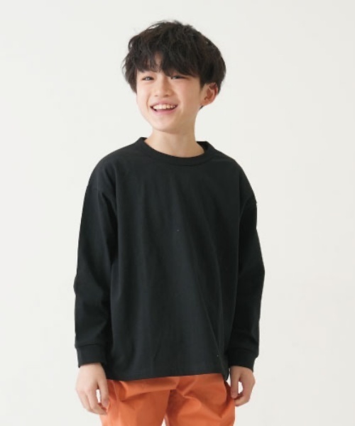 and D. petit main(アンドディープティマイン)の「【365D.】アソートプリント袖リブワイドロンT(Tシャツ/カットソー・キッズ・ホワイト系その他/オレンジ/ライム/ピンク/ブラック/ホワイト/ベージュ/ネイビー・150cm/140cm/130cm/120cm/110cm/90cm/100cm)」の4枚目の写真