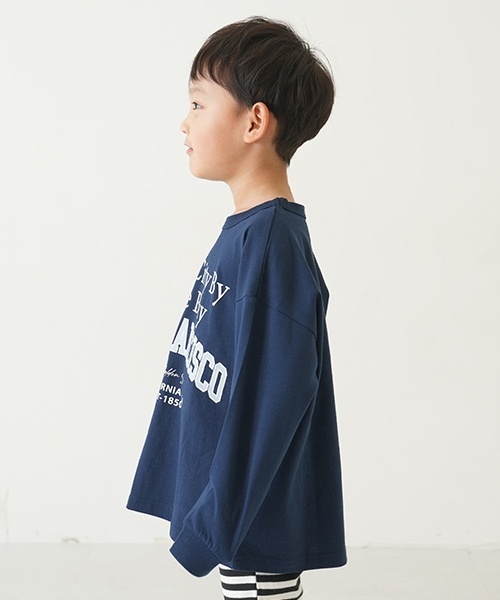 and D. petit main(アンドディープティマイン)の「【365D.】アソートプリント袖リブワイドロンT(Tシャツ/カットソー・キッズ・ホワイト系その他/オレンジ/ライム/ピンク/ブラック/ホワイト/ベージュ/ネイビー・150cm/140cm/130cm/120cm/110cm/90cm/100cm)」の9枚目の写真