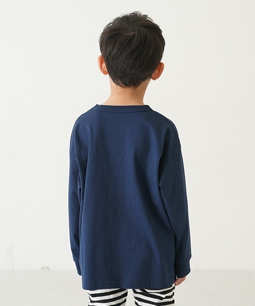 and D. petit main(アンドディープティマイン)の「【365D.】アソートプリント袖リブワイドロンT(Tシャツ/カットソー・キッズ・ホワイト系その他/オレンジ/ライム/ピンク/ブラック/ホワイト/ベージュ/ネイビー・150cm/140cm/130cm/120cm/110cm/90cm/100cm)」の10枚目の写真