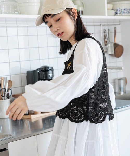 フラワー刺繍クロシェキャミソール ビスチェ（キャミソール
