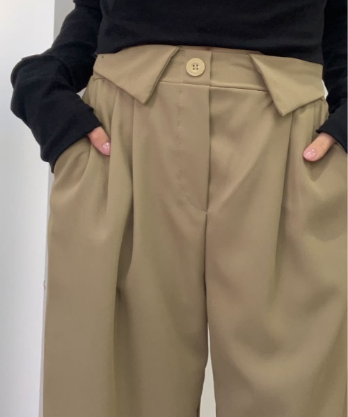 kirakiraShop(キラキラショップ)の「ウエスト折り返し スラックス ツイル パンツ(スラックス・レディース・ブラック/ベージュ/グレー・M/L/XL)」の20枚目の写真
