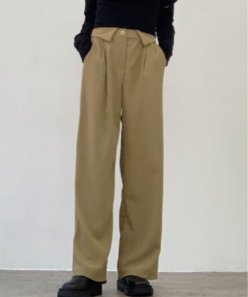kirakiraShop(キラキラショップ)の「ウエスト折り返し スラックス ツイル パンツ(スラックス・レディース・ブラック/ベージュ/グレー・M/L/XL)」の21枚目の写真