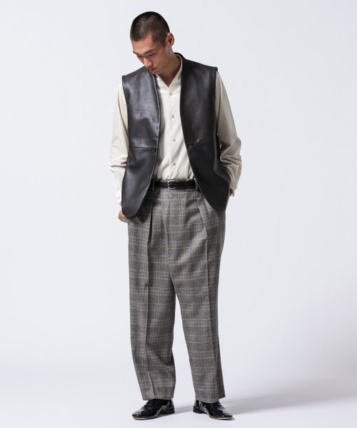 NANO universe（ナノユニバース）の「｢ASSEMBLANC｣ラムナッパレザージレ（ベスト・メンズ・ブラウン・M/L）」の9枚目の写真