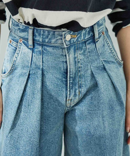 essentials タックヴィンテージワイドデニムパンツ（デニム