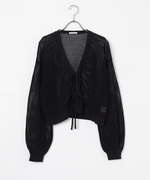 Honeys(ハニーズ)の「メッシュ編リボンカーデ(カーディガン/ボレロ・レディース・ピンク/ライトグリーン/アイボリー/ブラック・L/M/S)」の18枚目の写真
