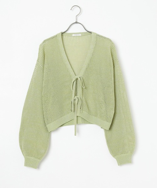 Honeys(ハニーズ)の「メッシュ編リボンカーデ(カーディガン/ボレロ・レディース・ピンク/ライトグリーン/アイボリー/ブラック・L/M/S)」の22枚目の写真