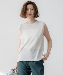 23区（ニジュウサンク）の「LIBECO ノースリーブ ブラウス