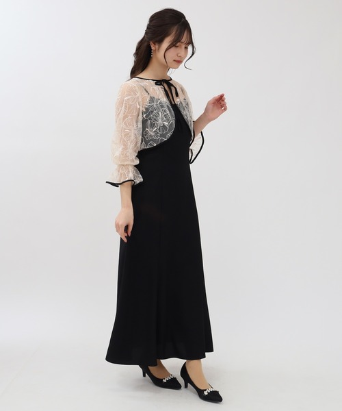 TRUDEA（トルディア）の「線描刺繍ボレロ×キャミワンピース（ドレス・レディース・ベージュ/ミント/ブルー・MEDIUM/LARGE）」の14枚目の写真