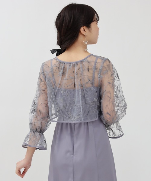 TRUDEA（トルディア）の「線描刺繍ボレロ×キャミワンピース（ドレス・レディース・ベージュ/ミント/ブルー・MEDIUM/LARGE）」の4枚目の写真