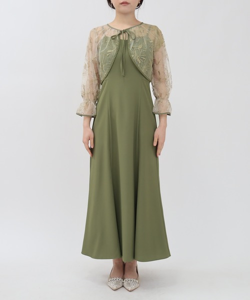 TRUDEA（トルディア）の「線描刺繍ボレロ×キャミワンピース（ドレス・レディース・ベージュ/ミント/ブルー・MEDIUM/LARGE）」の10枚目の写真