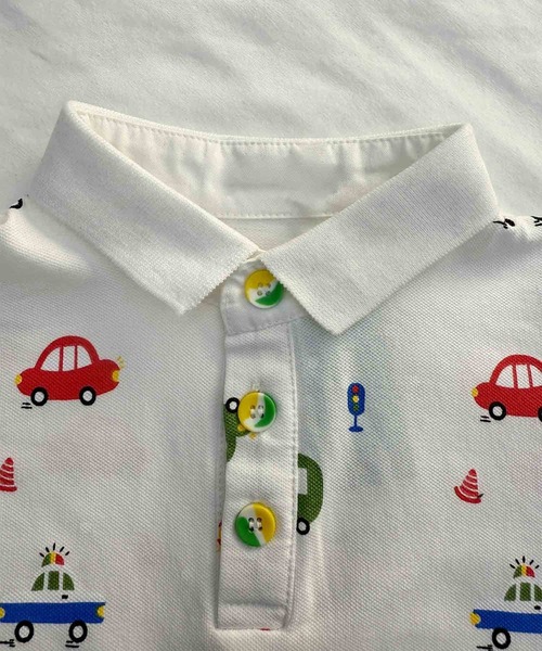 aimoha（アイモハ）の「【aimoha-KIDS-】乗り物柄ポロシャツ（ポロシャツ・キッズ・グレー/ホワイト・90/100/110/120/130）」の7枚目の写真