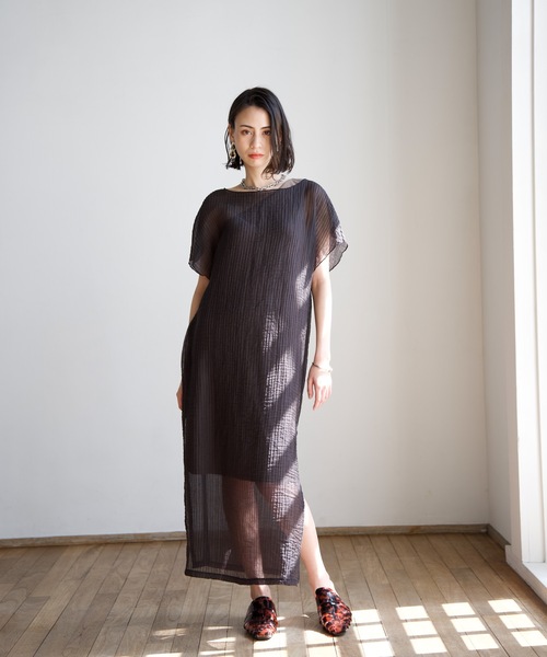 CIEL'AIR(シエルエアー)の「Sheer Pleats Dress Set(ワンピース・レディース・ネイビー/ブラック・FREE)」の2枚目の写真
