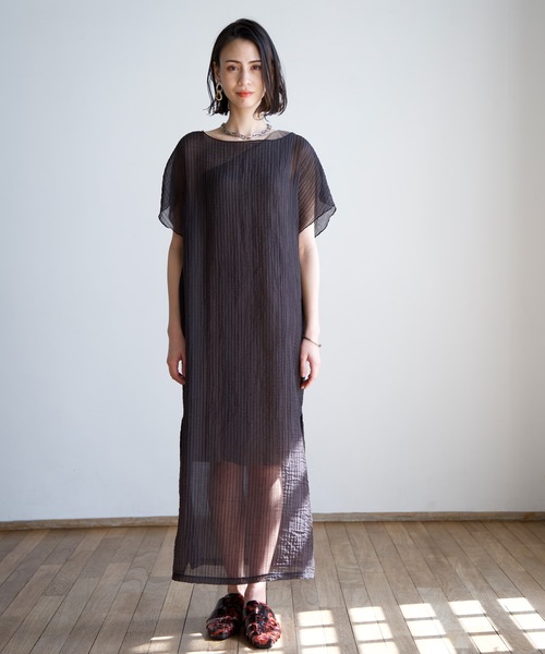 CIEL'AIR(シエルエアー)の「Sheer Pleats Dress Set(ワンピース・レディース・ネイビー/ブラック・FREE)」の3枚目の写真