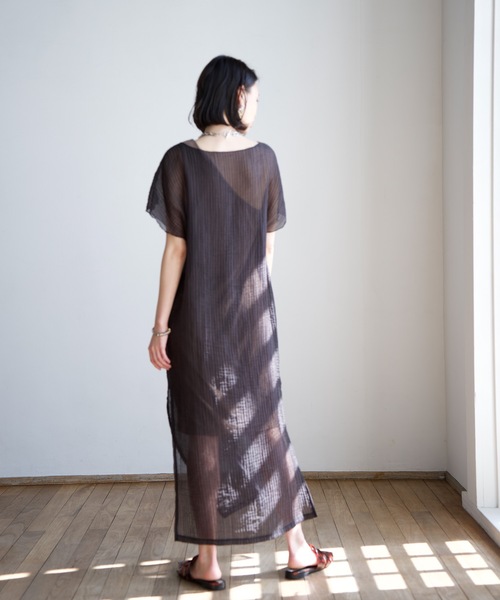 CIEL'AIR(シエルエアー)の「Sheer Pleats Dress Set(ワンピース・レディース・ネイビー/ブラック・FREE)」の5枚目の写真