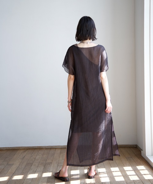 CIEL'AIR(シエルエアー)の「Sheer Pleats Dress Set(ワンピース・レディース・ネイビー/ブラック・FREE)」の6枚目の写真