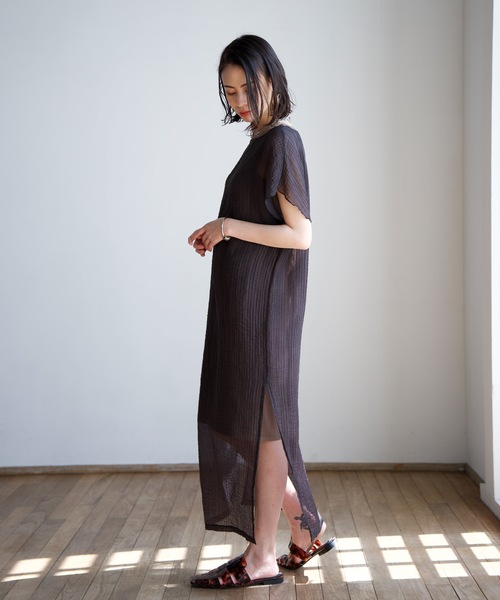 CIEL'AIR(シエルエアー)の「Sheer Pleats Dress Set(ワンピース・レディース・ネイビー/ブラック・FREE)」の7枚目の写真