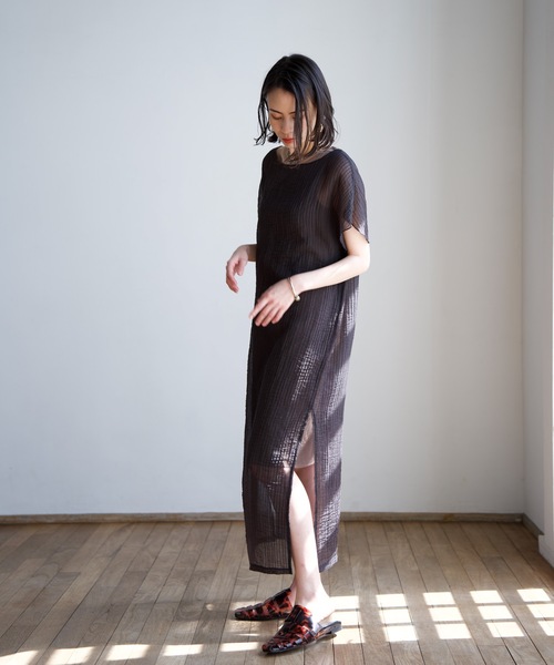 CIEL'AIR(シエルエアー)の「Sheer Pleats Dress Set(ワンピース・レディース・ネイビー/ブラック・FREE)」の8枚目の写真