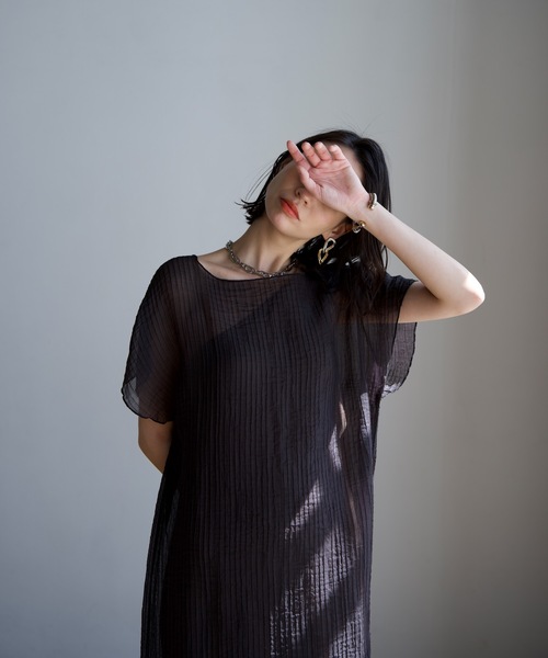 CIEL'AIR(シエルエアー)の「Sheer Pleats Dress Set(ワンピース・レディース・ネイビー/ブラック・FREE)」の11枚目の写真
