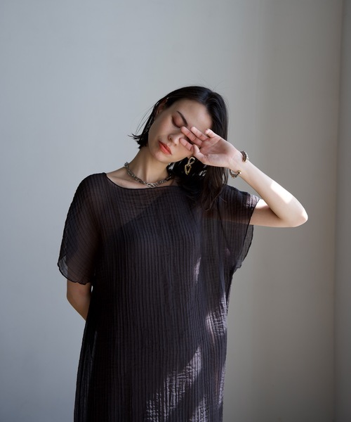 CIEL'AIR(シエルエアー)の「Sheer Pleats Dress Set(ワンピース・レディース・ネイビー/ブラック・FREE)」の12枚目の写真