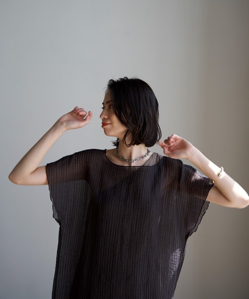 CIEL'AIR(シエルエアー)の「Sheer Pleats Dress Set(ワンピース・レディース・ネイビー/ブラック・FREE)」の13枚目の写真