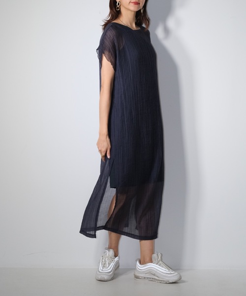 CIEL'AIR(シエルエアー)の「Sheer Pleats Dress Set(ワンピース・レディース・ネイビー/ブラック・FREE)」の17枚目の写真