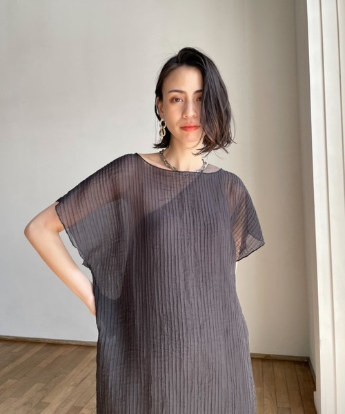 CIEL'AIR(シエルエアー)の「Sheer Pleats Dress Set(ワンピース・レディース・ネイビー/ブラック・FREE)」の20枚目の写真