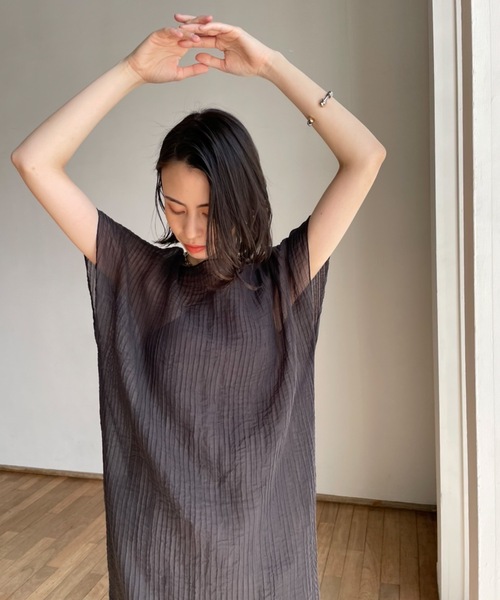 CIEL'AIR(シエルエアー)の「Sheer Pleats Dress Set(ワンピース・レディース・ネイビー/ブラック・FREE)」の22枚目の写真