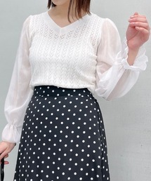 【 &soiree】ケーブルニットシフォンコンビトップス(CP)