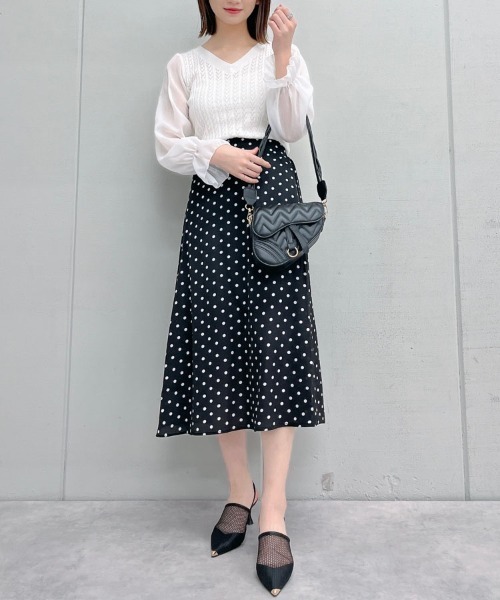&soiree(アンドソワレ)の「【 &soiree】ケーブルニットシフォンコンビトップス(CP)(Tシャツ/カットソー・レディース・ホワイト・FREE)」の5枚目の写真