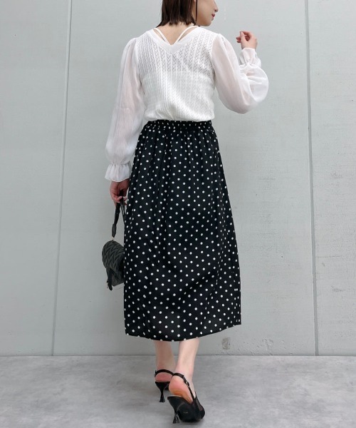 &soiree(アンドソワレ)の「【 &soiree】ケーブルニットシフォンコンビトップス(CP)(Tシャツ/カットソー・レディース・ホワイト・FREE)」の7枚目の写真