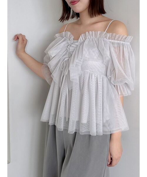 【dazzlin】スクエアフリルペプラムブラウス SALE】 dazzlin スクエアフリルペプラムブラウス 0225304015