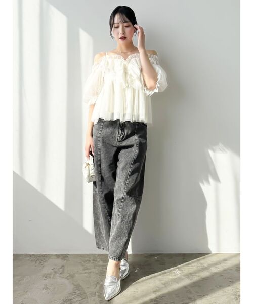 dazzlin　スクエアフリルペプラムブラウス スクエアフリルペプラムブラウス[品番：MKSW0064009]｜dazzlin