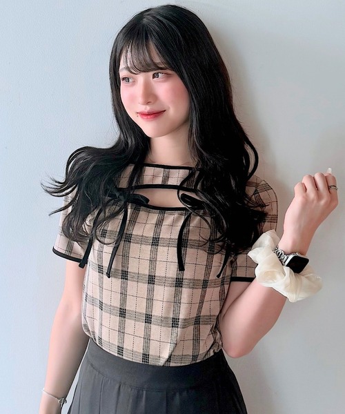 NOMAE（ノーマエ）の「パイピングリボントップス（Tシャツ/カットソー・レディース・アイボリー/ブラック/ブラック系その他/グレー系その他/ベージュ系その他/ブラック系その他2・FREE）」の6枚目の写真