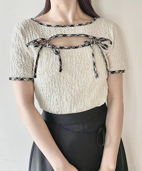 NOMAE（ノーマエ）の「パイピングリボントップス（Tシャツ/カットソー・レディース・アイボリー/ブラック/ブラック系その他/グレー系その他/ベージュ系その他/ブラック系その他2・FREE）」の12枚目の写真