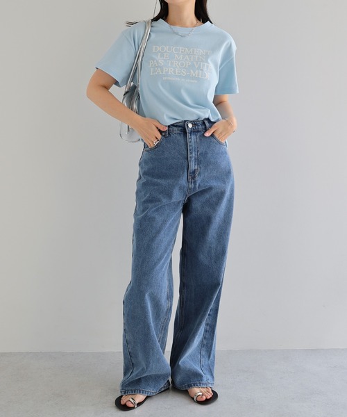 andme（アンドミー）の「フレンチロゴプリント半袖Tシャツ（Tシャツ/カットソー・レディース・オレンジ/サックスブルー/オフホワイト/グレー・M）」の15枚目の写真