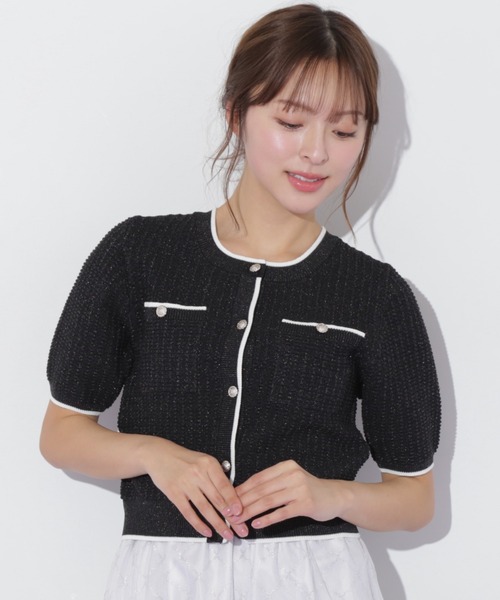 【JILL by JILL STUART 】半袖ツイードニットカーディガン JILL by JILL STUART｜半袖ツイードニットカーディガン