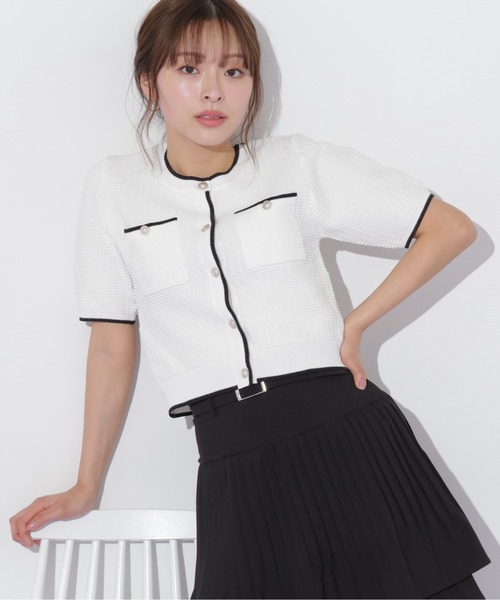 セール】◇半袖ツイードニットカーディガン（ニット/セーター）｜JILL