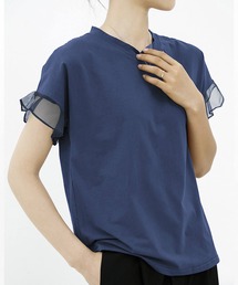 Cinderella | Tシャツ シャツ レディース 夏 春 半袖 カットソー トップス 綿100% 綿 コットン チュール 大きいサイズ 大きめ ゆったり カジュアル 無地 シンプル ミドル丈 涼しい 黒 白 20代 30代 40代(Tシャツ/カットソー)